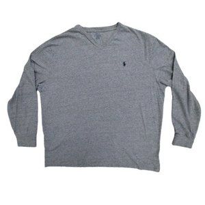 Polo Ralph Lauren Grey V neck long sleeve Classic Fit Tee, XXL